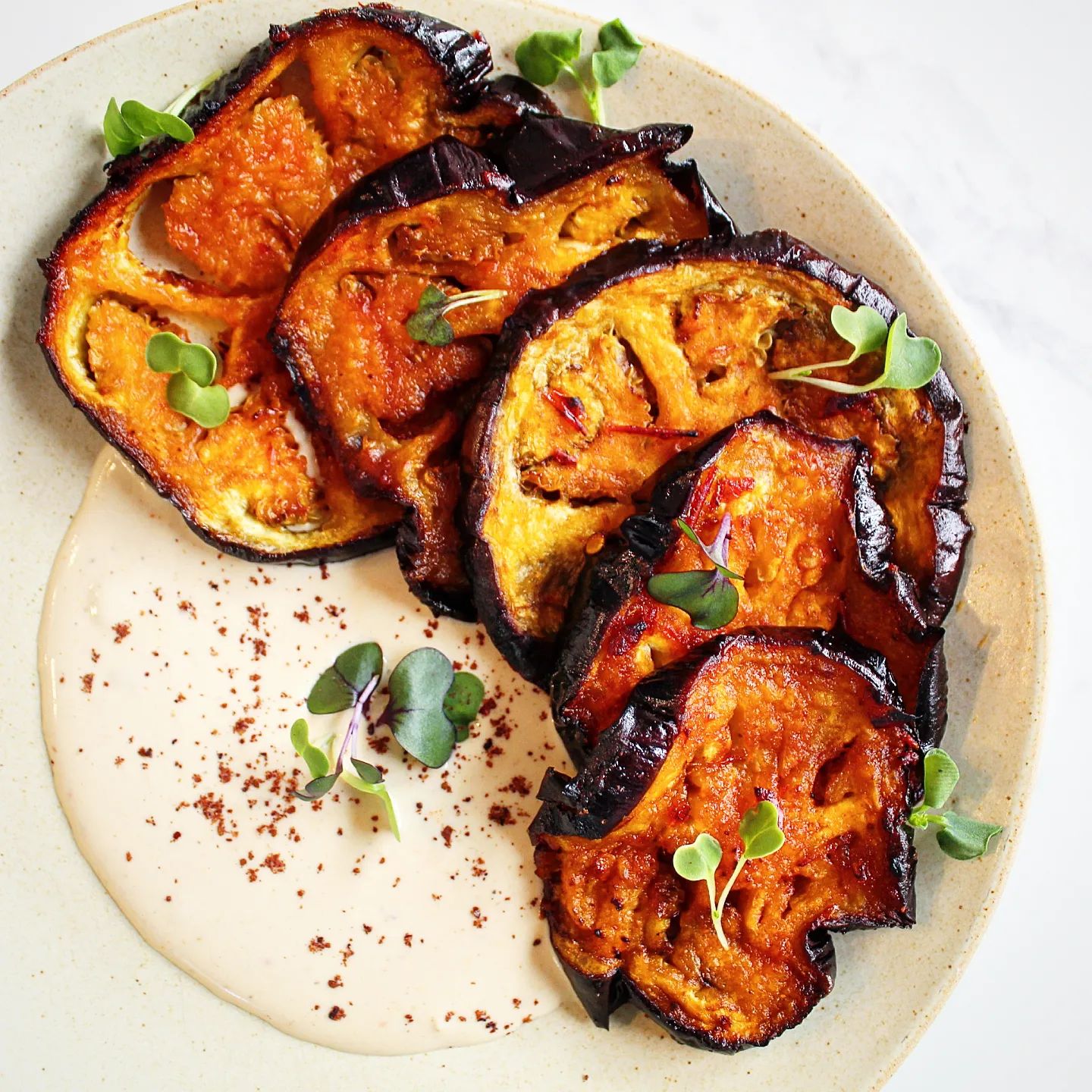 Roasted eggplant with tahini